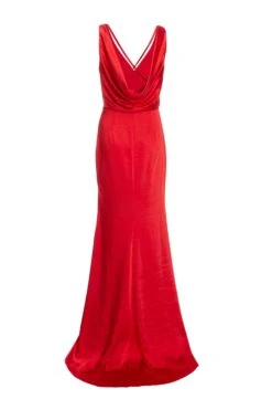 Red Satin Maxi Dress 10 Red Satin Maxi Dress -Glamourista 00100036826 ZB