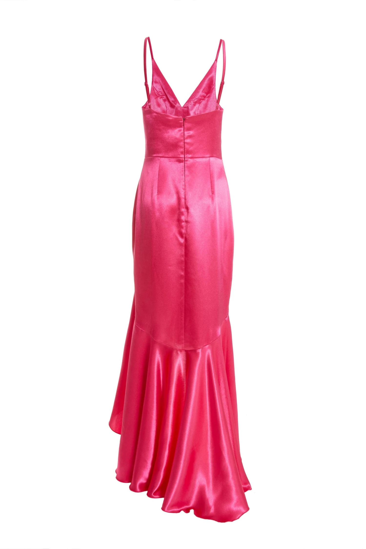 Pink Satin Ruffle Maxi Dress 5 Pink Satin Ruffle Maxi Dress - Image 5