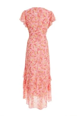 Pink Chiffon Paisley Print Maxi Dress -Glamourista 00100036833 ZB