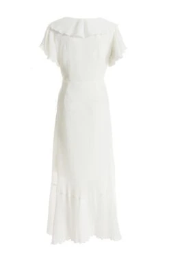 White Chiffon Crinkle Maxi Wrap Dress -Glamourista 00100036837 ZB