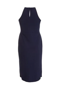 Curve Navy Halter Neck Midi Dress -Glamourista 00100036851 ZB