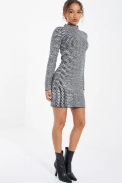 White Geometric Mini Jumper Dress -Glamourista 00100036855 XS