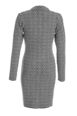 White Geometric Mini Jumper Dress -Glamourista 00100036855 ZB