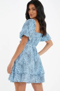 Blue Animal Print Skater Dress 8 Blue Animal Print Skater Dress -Glamourista 00100036863 XB