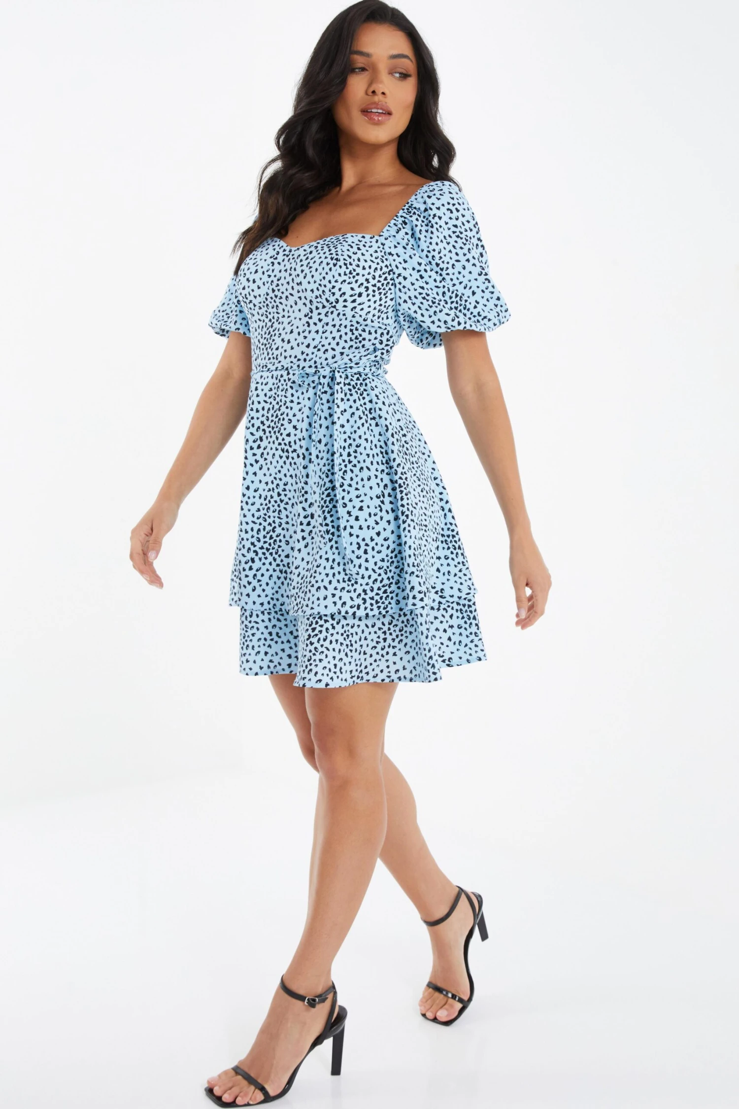 Blue Animal Print Skater Dress 4 Blue Animal Print Skater Dress - Image 4