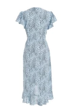 Blue Animal Print Frill Sleeve Midi Dress -Glamourista 00100036864 ZB