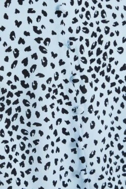 Blue Animal Print Frill Sleeve Midi Dress -Glamourista 00100036864 ZS