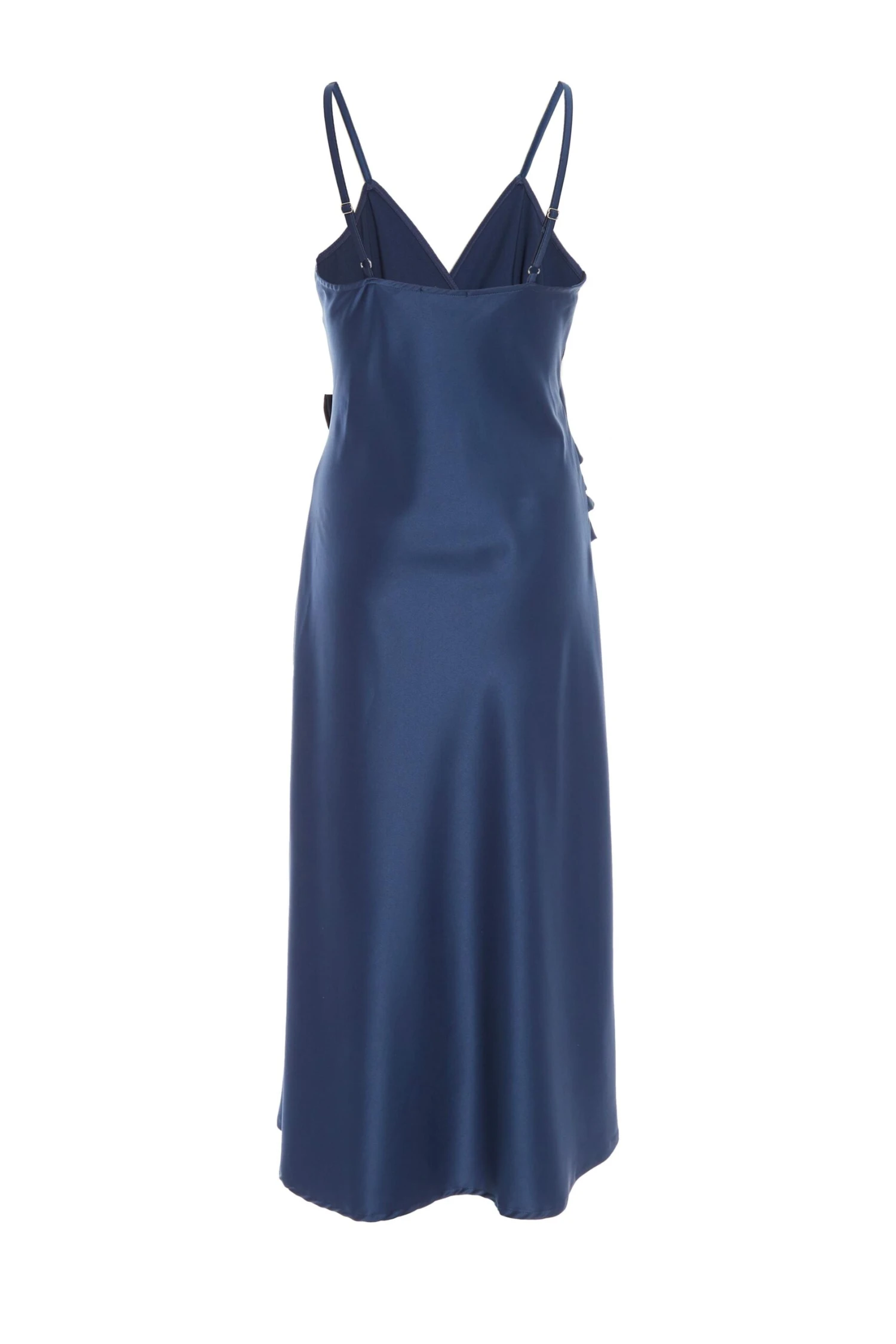Navy Satin Wrap Floral Midi Dress 5 Navy Satin Wrap Floral Midi Dress - Image 5