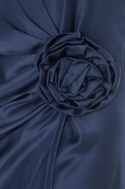 Navy Satin Wrap Floral Midi Dress 11 Navy Satin Wrap Floral Midi Dress -Glamourista 00100036916 ZS