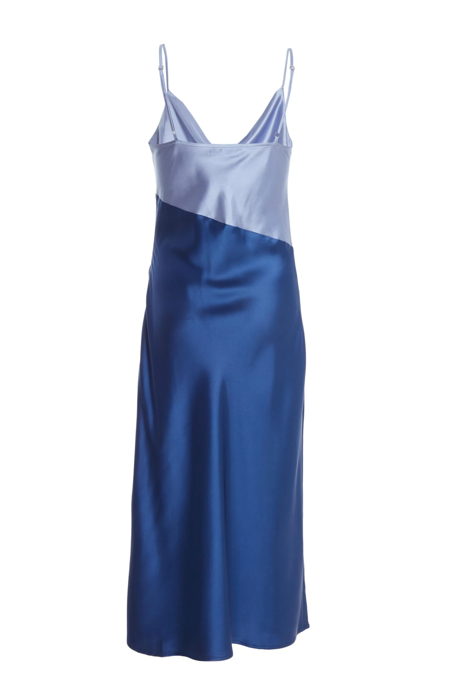 Blue Two Tone Satin Slip Midi Dress 5 Blue Two Tone Satin Slip Midi Dress - Image 5