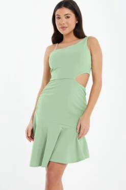 Sage Diamante One Shoulder Mini Dress 9 Sage Diamante One Shoulder Mini Dress -Glamourista 00100036924 XM