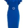Royal Blue Frill Bodycon Midi Dress