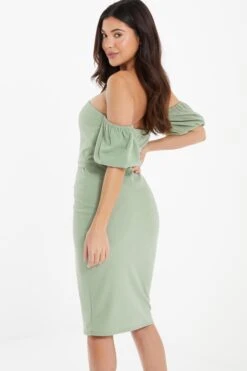 Sage Bardot Bodycon Midi Dress -Glamourista 00100036943 XB