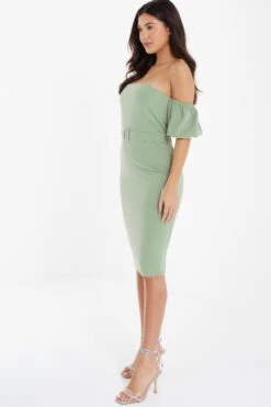 Sage Bardot Bodycon Midi Dress -Glamourista 00100036943 XS