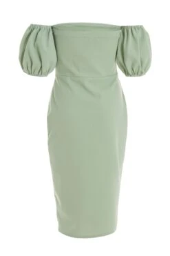 Sage Bardot Bodycon Midi Dress -Glamourista 00100036943 ZB