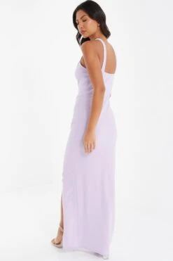Lilac Halter Neck Diamante Maxi Dress -Glamourista 00100036944 XB