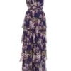 Navy Chiffon Floral Tiered Maxi Dress