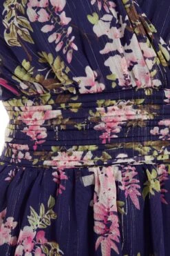 Navy Chiffon Floral Tiered Maxi Dress -Glamourista 00100036951 ZS