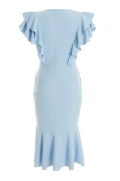 Light Blue Buckle Frill Midi Dress -Glamourista 00100036956 ZB