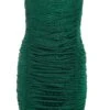Green Bandeau Ruched Mini Dress
