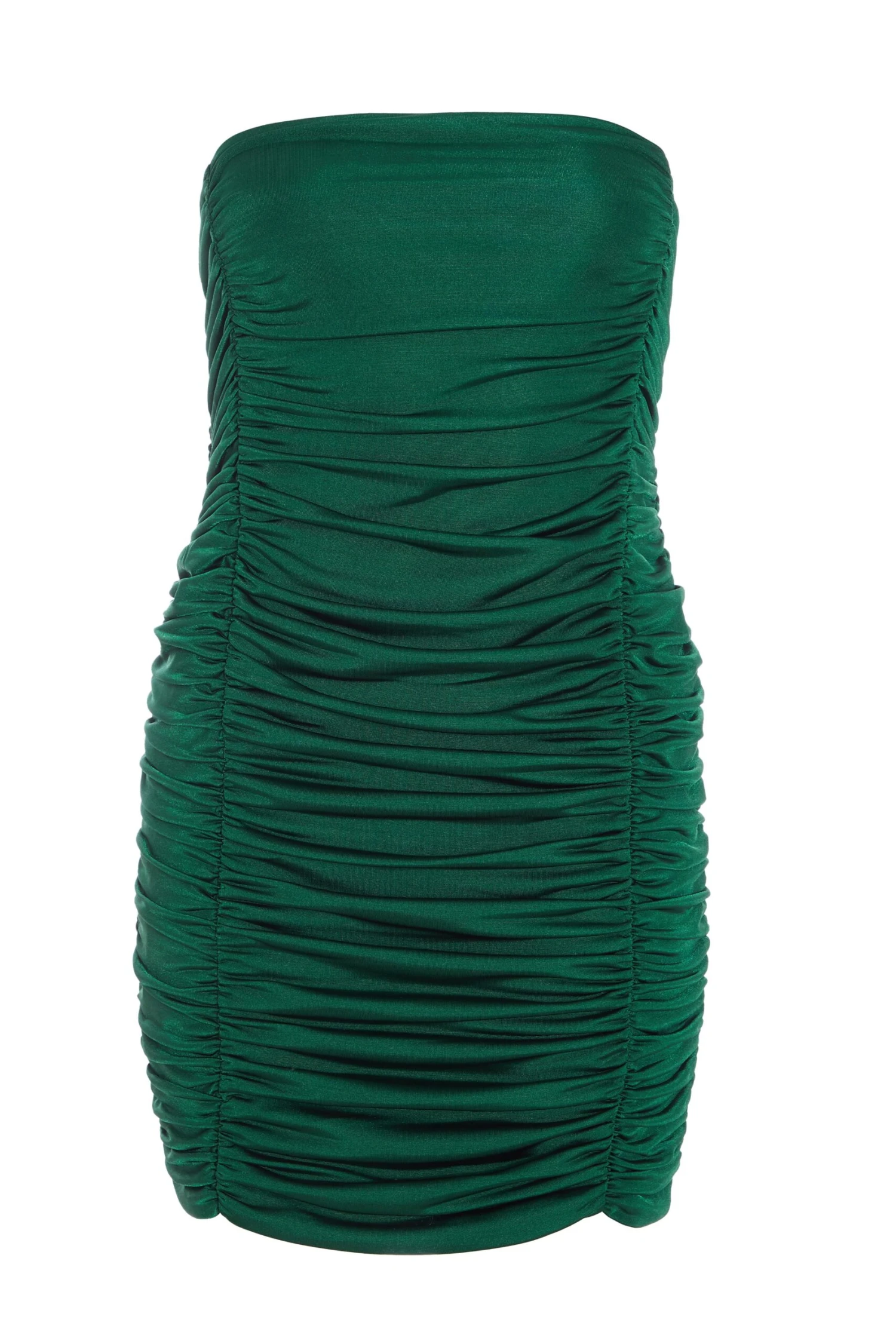 Green Bandeau Ruched Mini Dress 1 Green Bandeau Ruched Mini Dress