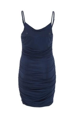 Navy Ruched Bodycon Mini Dress -Glamourista 00100036986 ZB