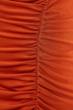 Rust Ruched Bodycon Midi Dress -Glamourista 00100036988 ZS