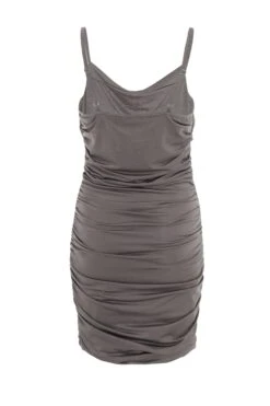 Grey Ruched Bodycon Mini Dress -Glamourista 00100036990 ZB