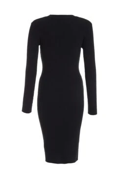 Black Knitted Button Midi Dress -Glamourista 00100036994 ZB