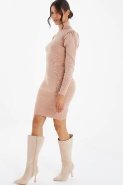 Stone Knitted Puff Sleeve Dress -Glamourista 00100036995 XS