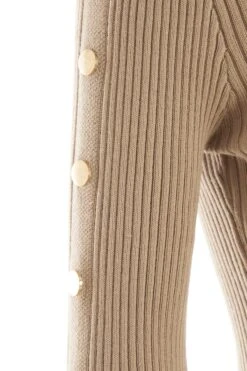 Stone Knitted Button Turtle Neck Midi Dress -Glamourista 00100036997 ZS