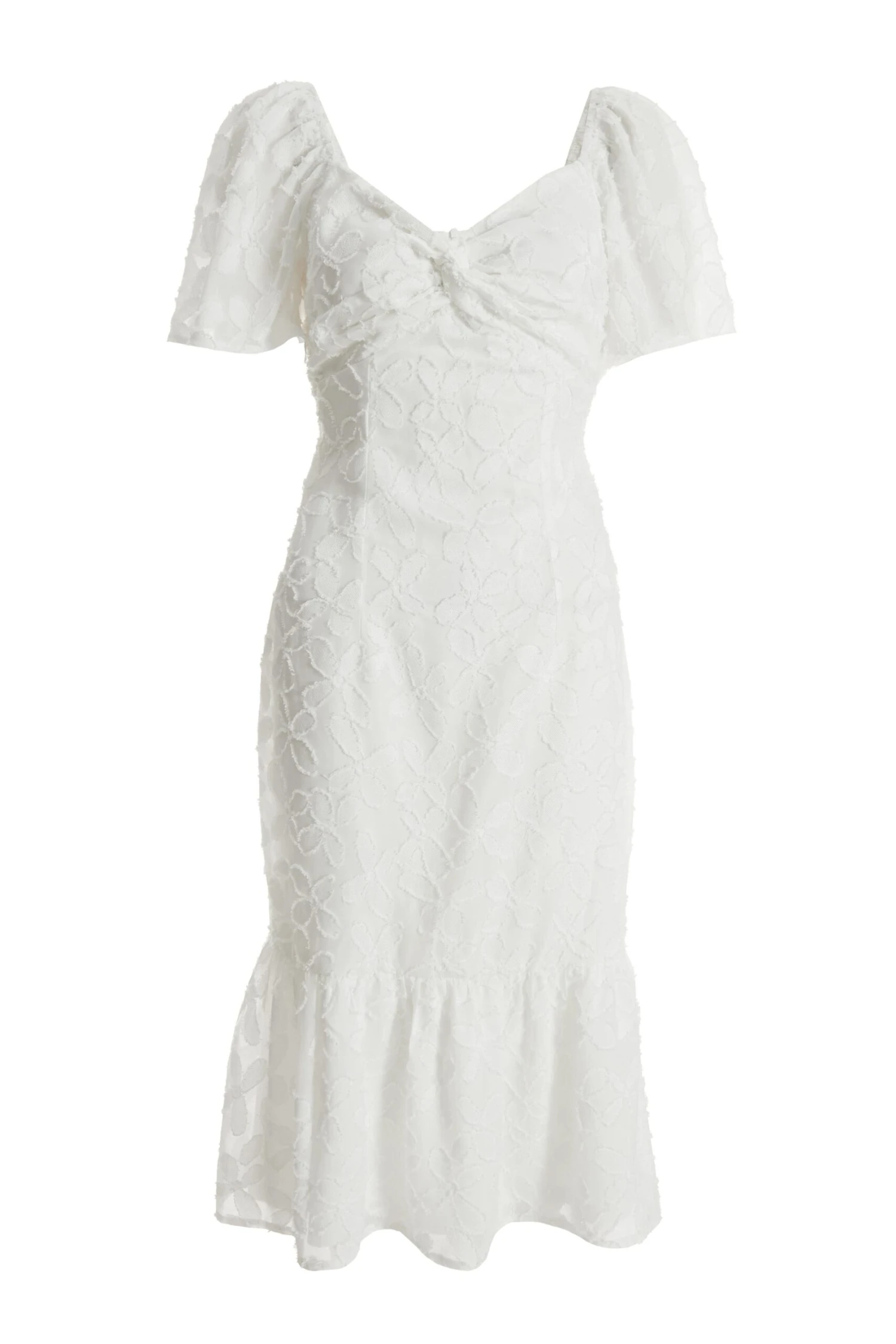 White Jacquard Knot Midi Dress 1 White Jacquard Knot Midi Dress