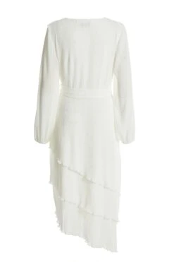 White Chiffon Crinkle Wrap Midi Dress -Glamourista 00100037029 ZB