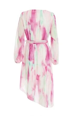 Pink Chiffon Marble Print Midi Dress -Glamourista 00100037030 ZB