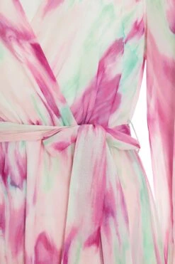 Pink Chiffon Marble Print Midi Dress -Glamourista 00100037030 ZS