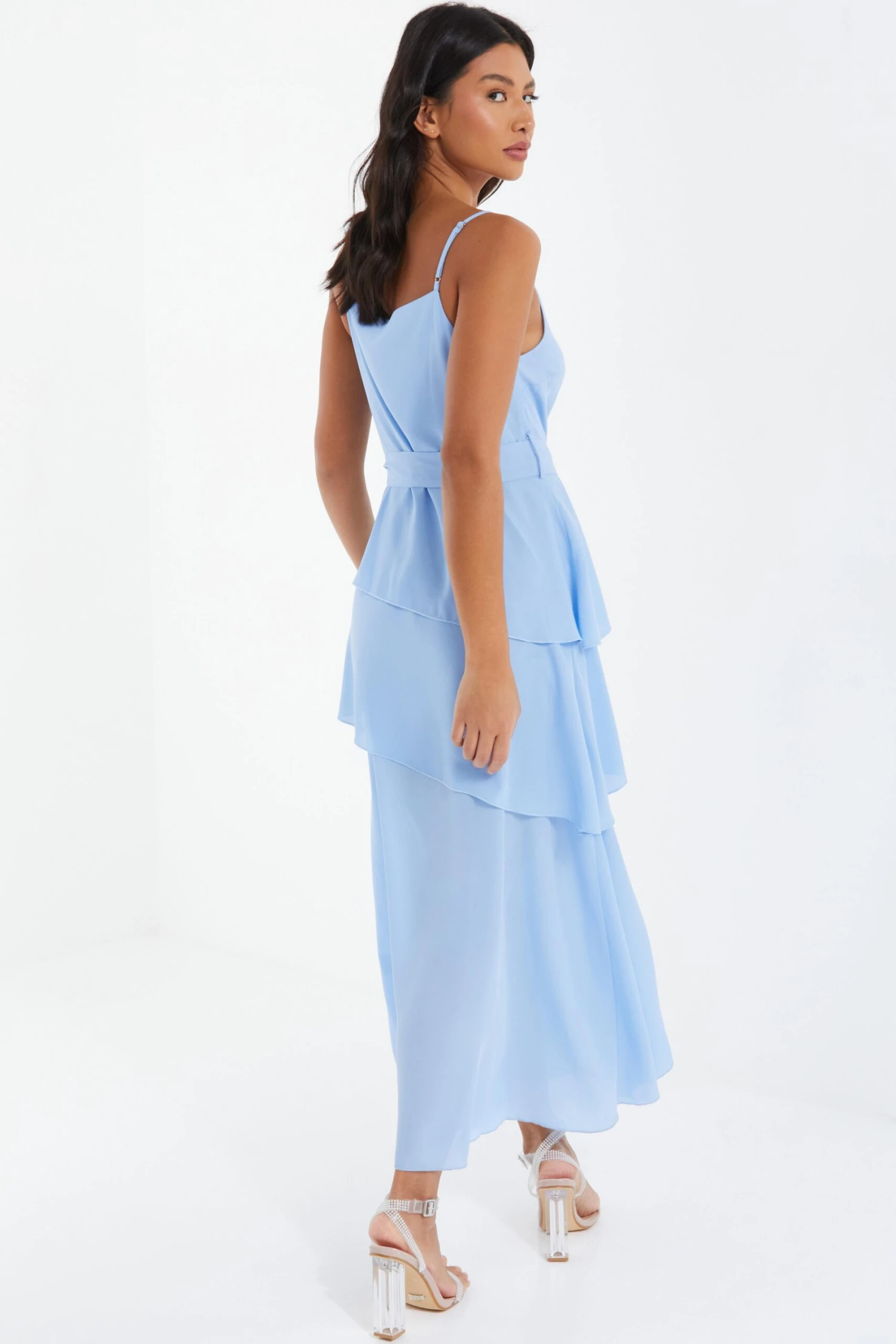 Blue Chiffon Frill Midiaxi Dress 3 Blue Chiffon Frill Midiaxi Dress - Image 3