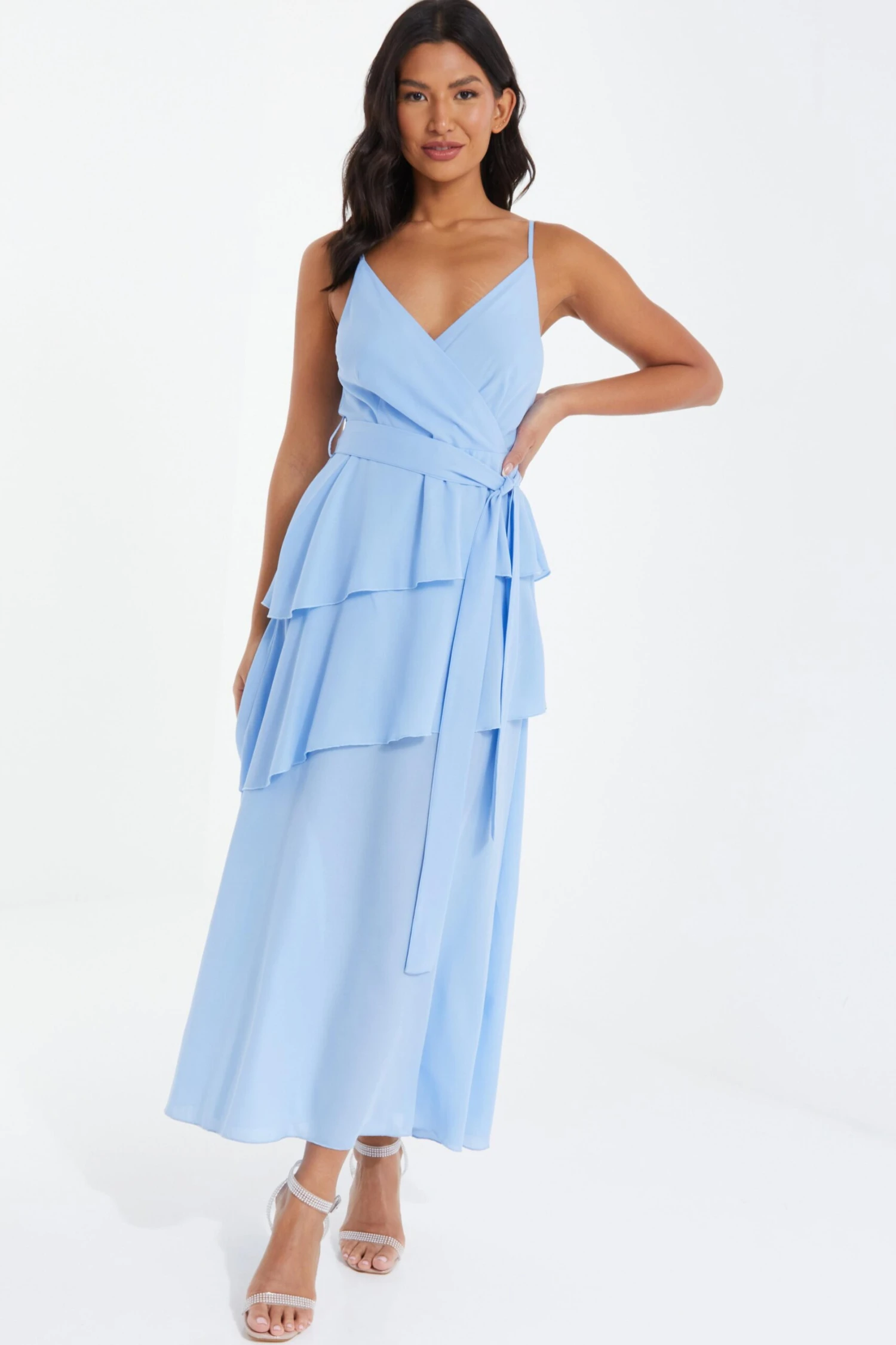 Blue Chiffon Frill Midiaxi Dress 2 Blue Chiffon Frill Midiaxi Dress - Image 2