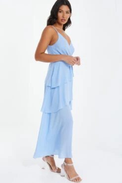 Blue Chiffon Frill Midiaxi Dress 9 Blue Chiffon Frill Midiaxi Dress -Glamourista 00100037042 XS