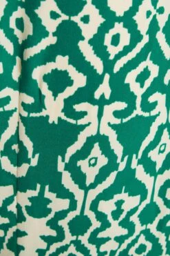 Green Satin Aztec Wrap Midi Dress -Glamourista 00100037099 ZS