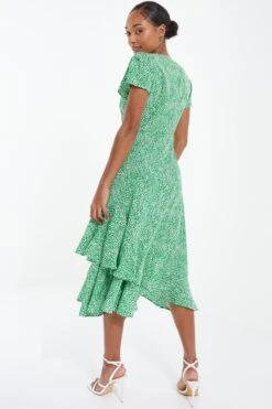 Green Polka Dot Frill Midi Dress 8 Green Polka Dot Frill Midi Dress -Glamourista 00100037101 XB