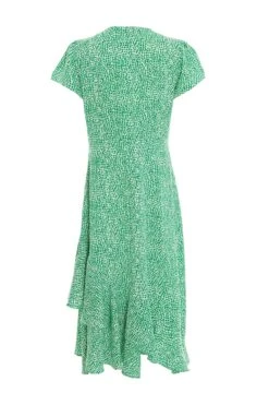Green Polka Dot Frill Midi Dress 10 Green Polka Dot Frill Midi Dress -Glamourista 00100037101 ZB