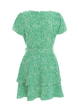 Green Polka Dot Wrap Mini Dress 10 Green Polka Dot Wrap Mini Dress -Glamourista 00100037102 ZB
