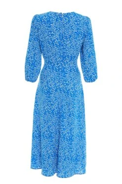Blue Smudge Animal Print Midi Dress 10 Blue Smudge Animal Print Midi Dress -Glamourista 00100037103 ZB