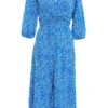 Blue Smudge Animal Print Midi Dress