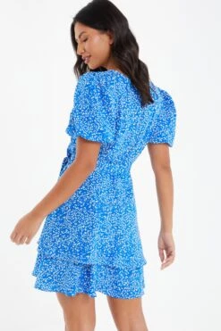 Blue Smudge Animal Print Mini Dress -Glamourista 00100037104 XB
