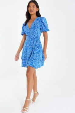 Blue Smudge Animal Print Mini Dress -Glamourista 00100037104 XS