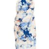 Curve Blue Floral High Neck Midi Dress