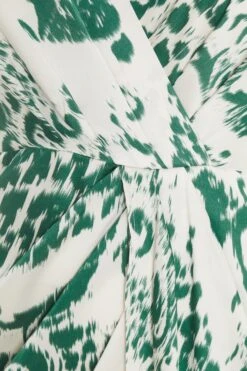 Curve Green Animal Print Ruched Midi Dress -Glamourista 00100037107 ZS