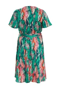 Curve Multicoloured Brush Stroke Wrap Midi Dress -Glamourista 00100037108 ZB