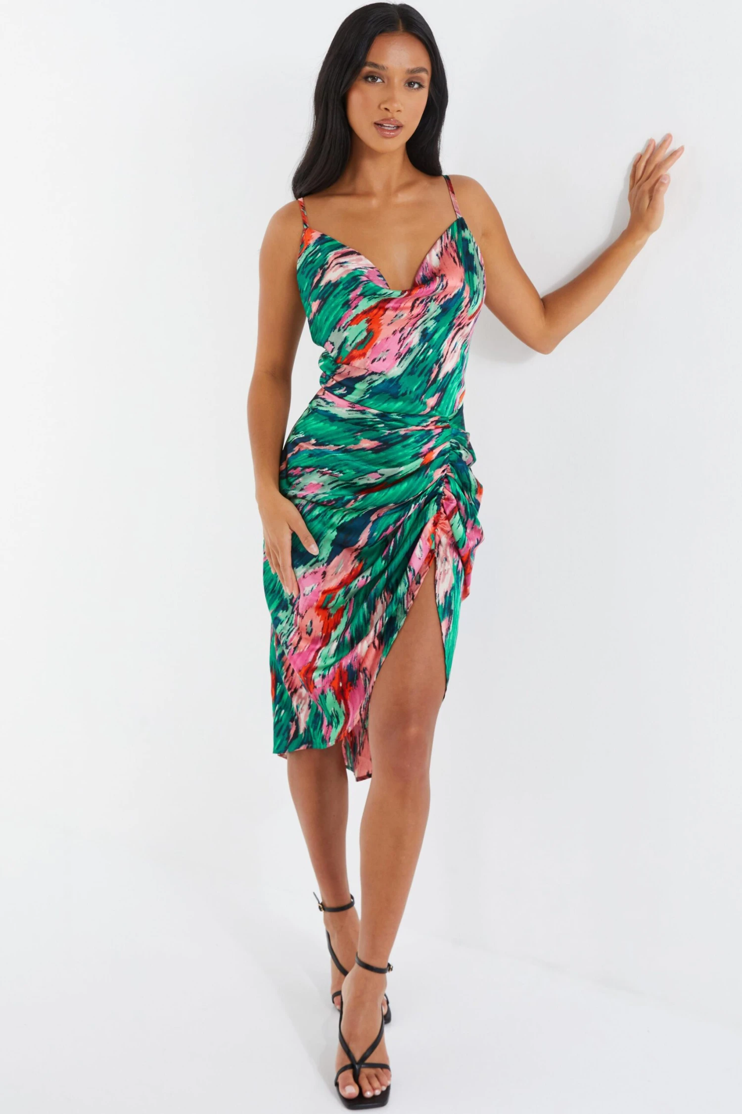 Petite Multicoloured Brush Stroke Midi Dress 2 Petite Multicoloured Brush Stroke Midi Dress - Image 2
